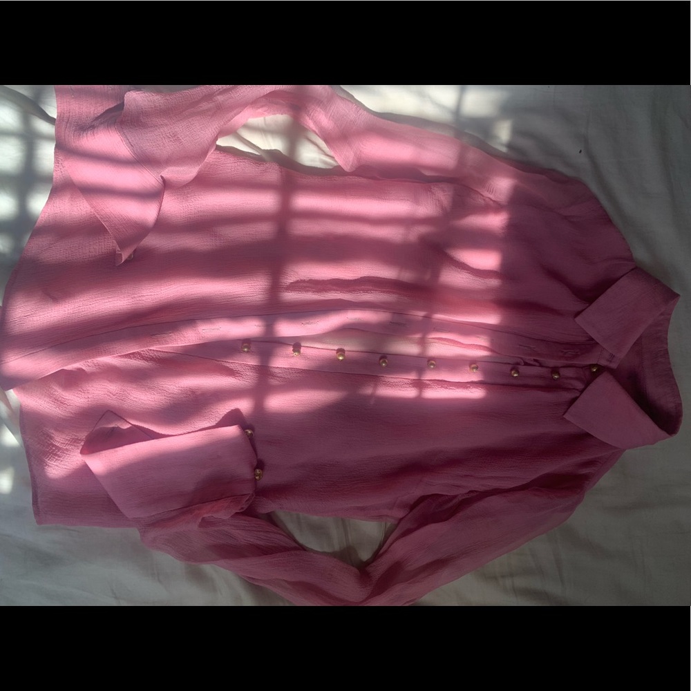 Vivienne Hu Pink Sheer Silk Blouse